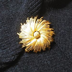 Monet Brooch Jewelry Gold Tone Flower Burst